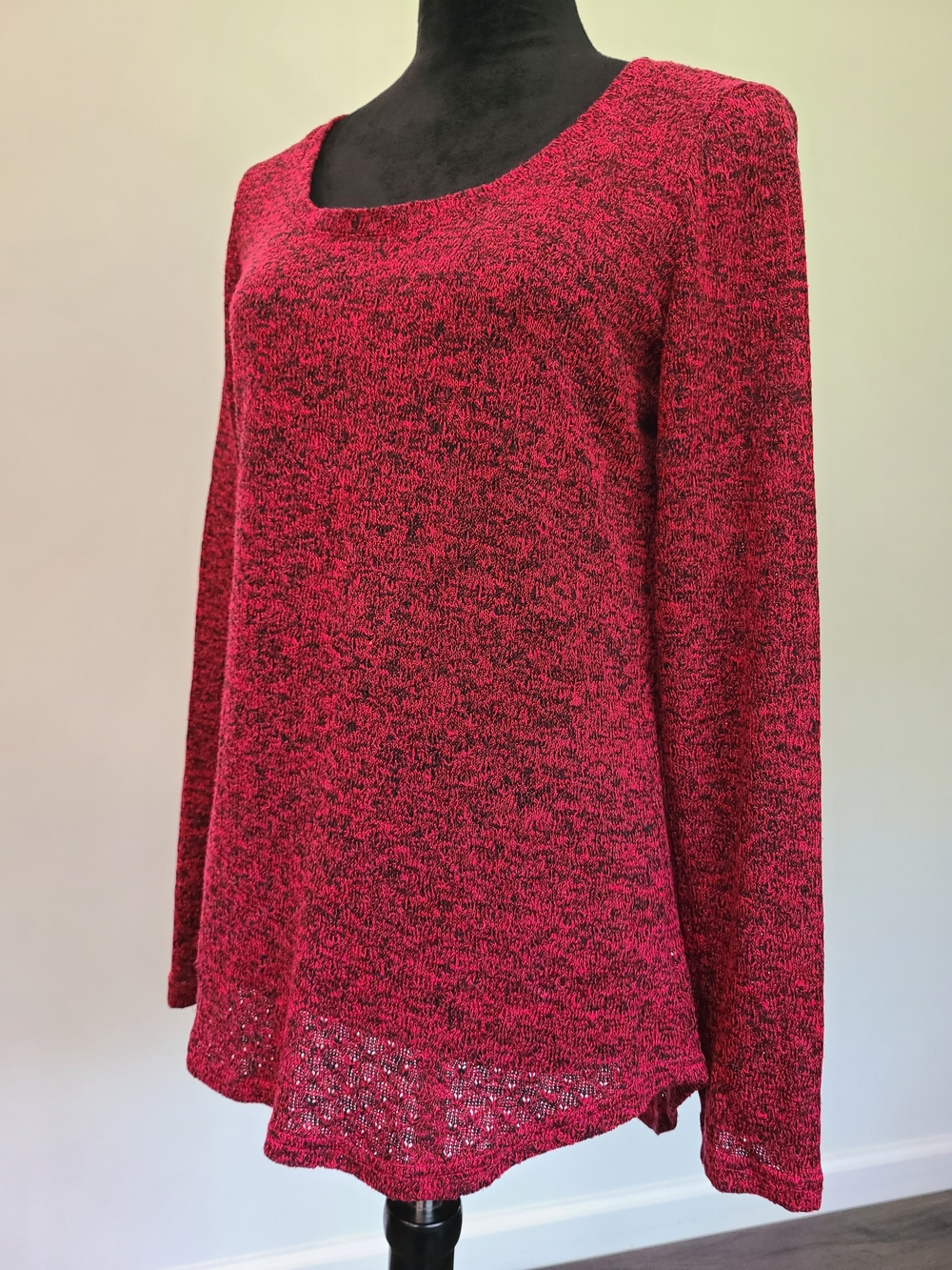 Xhilaration Red Heather Scoop Neck Long-Sleeve Knit Top